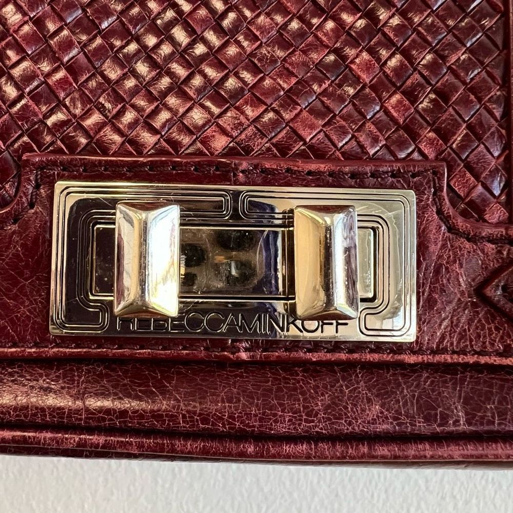 Rebecca Minkoff Endless Love Woven Satchel Bag Purse Gold Tone Hardware Luxury - Picture 4 of 13